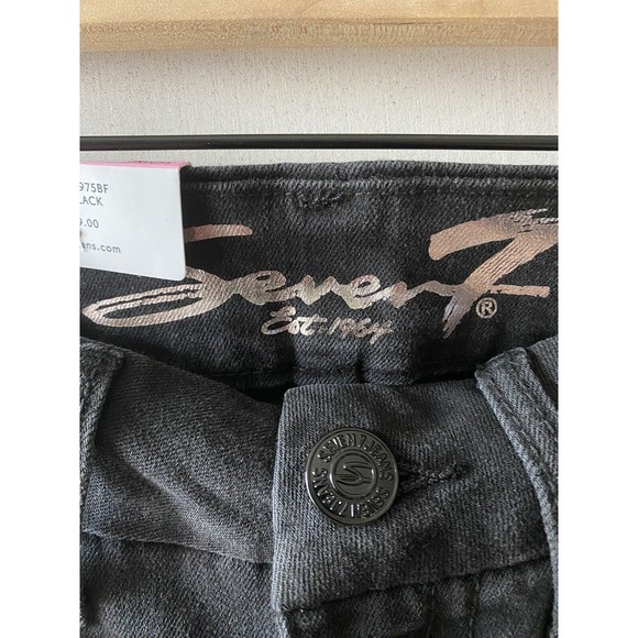 Seven7 Womens Black Distressed Dark Wash Tummyless High Rise Skinny Jeans Size 6 - Picture 7 of 8